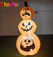 Citrouille gonflable d'Halloween à 3 couches, citrouille empilée gonflable d'extérieur, décoration de jardin, ornement de fête avec lumière LED