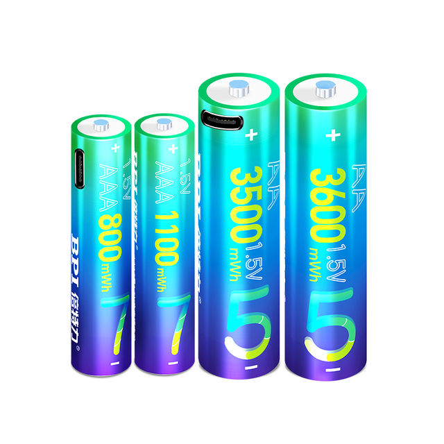BPI 2800mAh Rechargeable Type C USB Solid State 1.5V AA Cylindrical Battery CE/RoHS/UN38.3 Certified 1000 Cycles for Power Tools