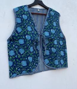 Handmade <b>Women's</b> Short Floral Printed Cotton V-Neck Puffer Hip Hop Waistcoat Casual Open Front <b>Knitted</b> Jacket Tassel Logo Winter - Product Image 6