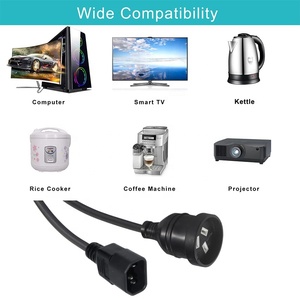 Linsheng <span class=keywords><strong>IEC</strong></span> <span class=keywords><strong>C14</strong></span> Để Aus 3 Prong Cắm Nữ Ổ Cắm Cáp Điện UPS Đơn Vị Mở Rộng Cung Cấp Điện Dây 240V 20Cm Chiều Dài Ngắn - Product Image 2