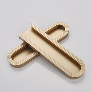 Two Pieces Split Oval Recessed Aluminum Flush Pull Handles Invisible Embedded Finger Pulls for Wardrobe Sliding <strong>Doors</strong> &amp; Drawers - Product Image 2