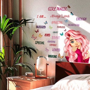 Adesivo Murale <span class=keywords><strong>con</strong></span> Testo Ispirazionale di Bella Ragazza <span class=keywords><strong>per</strong></span> Cameretta dei Bambini, Decorazione Murale Impermeabile e Rimovibile - Product Image 6