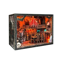 Kit de maison miniature DIY Dark Family - Maison de poupée en bois de style gothique avec décorations effrayantes