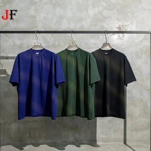 Custom Logo Summer 285 GSM Acid Washed 100% Cotton Loose Fit Solid Round Neck Short Sleeve Street <b>Tshirt</b> for Men - Product Image 1