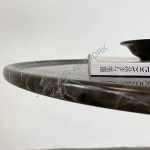 JS A27 Sang Trọng Phật Sơn Đồ Nội Thất Bằng Đá Phòng Khách Một Chân Bóng Bàn Cà Phê Tối Màu Xám Đá Cẩm Thạch Tự Nhiên Góc Side <span class=keywords><strong>End</strong></span> Bảng Vàng - Product Image 4