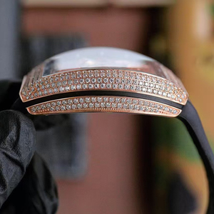 Reloj de Pulsera Mecánico Automático de Alta Gama para Caballero, con Caja Tonneau en Oro Rosa y Diamantes Pavé de Primera Calidad - Product Image 4