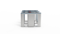 Barrière à battant avec système de contrôle d'accès RFID pour l'entrée d'un immeuble de bureaux