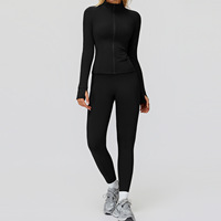 Ensemble 2 pièces décontracté automne-hiver, uni, respirant, fermeture éclair, coupe-vent, chaud, velours, pour la course à pied en plein air, le fitness, le sport