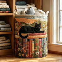 Panier à linge Chamxue Série Chat, panier de rangement décoratif avec organisateur en tissu pliable pour chambre, salle de bain, salon