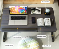 Bureau d'ordinateur portable pliable à hauteur réglable avec ventilateur USB et lampe de lecture, table d'étude portable pour dortoir d'étudiant, chambre à coucher, travail et étude