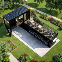 Conteneur de restaurant de luxe personnalisable de 20 pieds ou 40 pieds, à 2 étages, entièrement équipé, avec terrasse et escalier