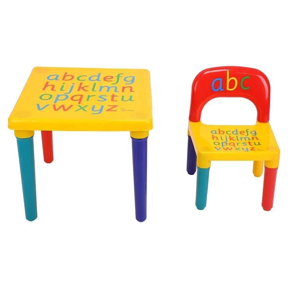 Di plastica Leggera Per Bambini Tavolo e Sedia Set Colorato Staccabile Per Bambini Alfabeto Mobili di Design Set