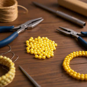 Ilan Abalorios Perline acriliche gialle da 8 mm 19 g per la creazione di gioielli - Product Image 3