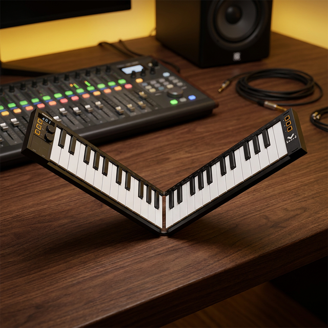 Midiplus Vboard 49 Patented Foldable 49-Key MIDI Keyboard Velocity Sensitive BT Wireless MIDI Controller with Built-in Battery