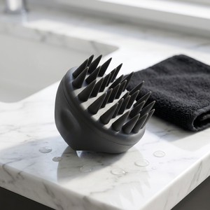 Zenara Brosse de massage ionique en silicone pour cuir chevelu, étanche, avec manche en plastique, brosse à shampoing exfoliante pour la douche - Product Image 1
