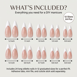 Uñas Postizas Stiletto de Alto Brillo con Punta Francesa, Base Nude Natural, Línea de Sonrisa Profunda, Punta Blanca, Calidad de Salón, Reutilizables, OEM - Product Image 3