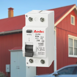 Aoelec AUR8 <span class=keywords><strong>RCCB</strong></span> <span class=keywords><strong>2P</strong></span> 10kA高遮断容量モジュラー型漏電遮断器自動リセットタイプ産業用家庭用 - Product Image 1