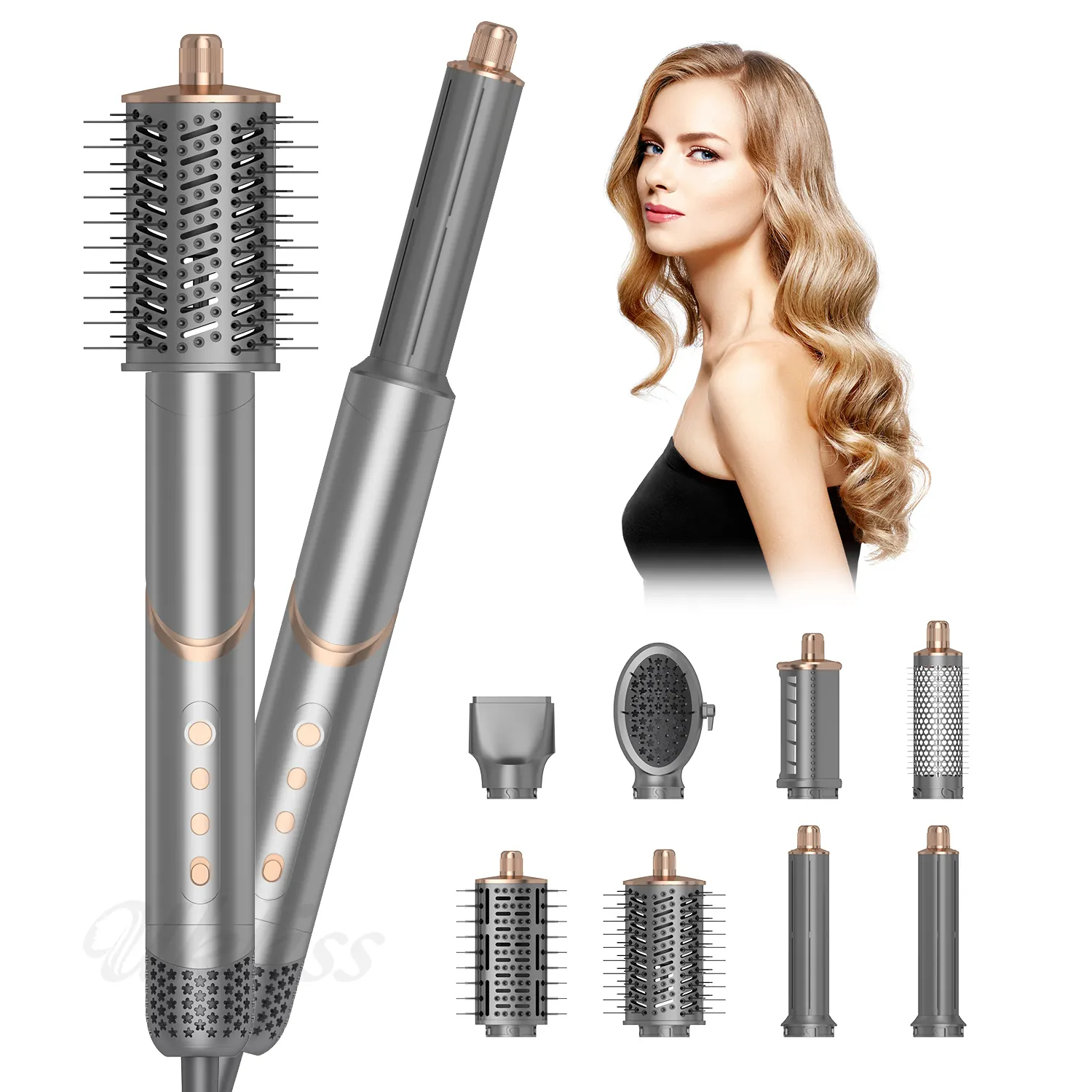 Ionischer 8-Zoll-1-Flex-Stil-Luft-Stil-Trocknungs-Kamm 1400 W leistungsstarker Haartrockner Multi-Styler automatische Wickel-Locken-Haartrocknerbürste