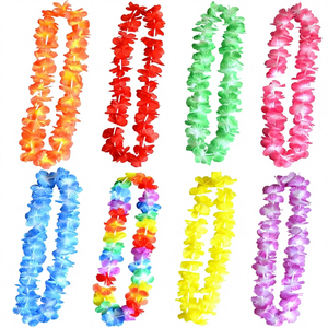 สร้อยคอดอกไม้ประดิษฐ์ฮาวายแบบทรอปิคอล ชุดพวงมาลัยฮาวาย สายรุ้งผ้าประดับ ทนทาน เหมาะสำหรับเทศกาลดีวาลีและรอมฎอน ขายส่ง - Product Image 2