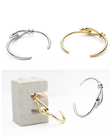 Bracelet jonc ouvert en cuivre doré personnalisé avec nom pour femme, ensemble de bijoux tendance avec boîtes cadeaux classiques pour le dropshipping