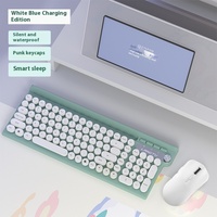 Langtu LT500 Set Keyboard dan Mouse Nirkabel 2.4G Punk Antarmuka USB 103 Tombol Desain Ergonomis-Pengisian Daya Senyap untuk Laptop/Kantor