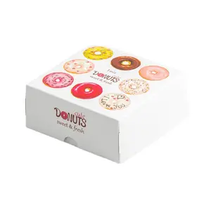 Scatola di ciambelle personalizzata per dolci da forno scatole di ciambelle stampate di carta bianca quadrata 1/2 pezzi