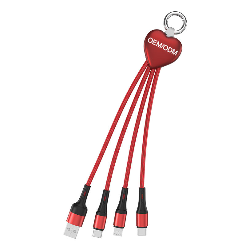 สาย USB พวงกุญแจ 3 in 1 สีแดง