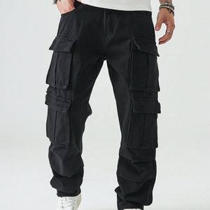 Servicio OEM Personalizado: Pantalones Cargo Retro para Hombre, Estilo Urbano, Lavados y Desgastados, Diseño Multibolsillos, Corte Holgado y Recto para Otoño - Product Image 2