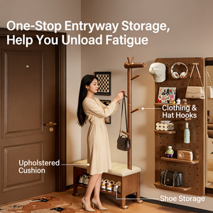 Banco Sapateira de <span class=keywords><strong>Madeira</strong></span> para Entrada com Cabideiro e Armazenamento de Sapatos, Cabideiro e Sapateira para Quarto, Banco Sapateira Estreito de <span class=keywords><strong>Madeira</strong></span> para Entrada - Product Image 3