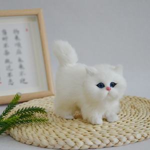 بيع بالجملة تمثال قطة واقعي محشو حيوان فرو صناعي ديكور المنزل مادة الفراء الاصطناعي محاكاة دمية القط واقفة - Product Image 5