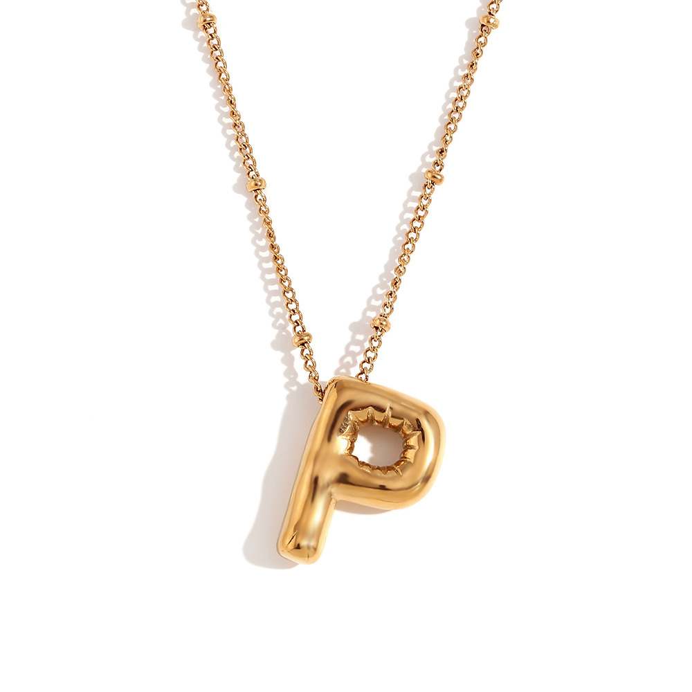 Party Balloon Letter Pendant Necklace - Gold -P