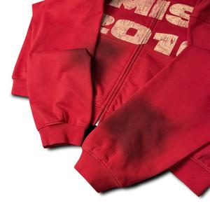 Sudadera con capucha y cremallera para hombre, de alta calidad, con diseño especializado, estampado frontal, efecto desgastado, estilo streetwear oversize personalizado - Product Image 5
