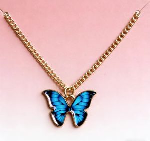 Collar Vintage de Moda para Mujer al por Mayor, Cadena Delgada con Colgante de Mariposa Colorida en Múltiples Formas Geométricas, Joyería - Product Image 5