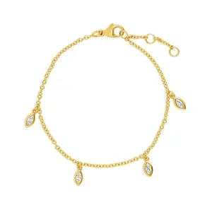 Groothandel Fijne Sieraden 18K Vergulde Dunne Hoepel Marquise Kubieke Manchet Armband