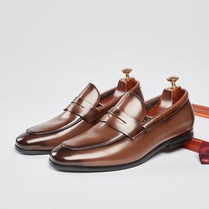 Luxury Men's Genuine Leather Casual Loafers High Quality Handmade Oxfords Italian Style Formal <b>Shoes</b> <b>Height</b> <b>Increasing</b> - Product Image 2