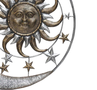 Meilleures ventes, décoration murale en métal forgé, design contemporain, soleil et lune, 28,5 pouces, décoration murale Sunface pour la décoration intérieure