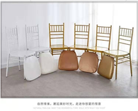 Chaise d'hôtel empilable en résine dorée style nœud de bambou, résistante aux rayures, pour banquets, mariages, restaurants, événements et lieux de réception