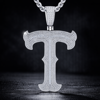 Collier Pendentif Lettre X en Moissanite VVS, Argent 925 Plaqué Platine, Personnalisable avec Nom, Bijoux Hip Hop, Vente en Gros Usine 2026