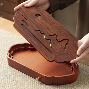Wholesale solid rosewood water-<b>storage</b> tea tray, dry brewing <b>table</b>, household <b>small</b> tea tray, retro mini drainage tea brewing - Product Image 2