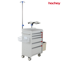 Chariot médical d'urgence en acier inoxydable Hochey Medical avec tiroirs verrouillables et roues silencieuses