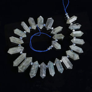 Vendita all'ingrosso calda naturale aventurina <span class=keywords><strong>verde</strong></span> esagonale perline Reiki Chakra guarigione pietra appuntita a buon mercato per la creazione di gioielli - Product Image 2