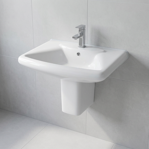 Juego de Lavabo de Cerámica de Lujo Vistaar con Pedestal, Estilo Europeo, Lavabo Suspendido en la Pared - Product Image 2