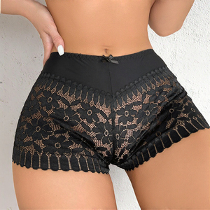 ملابس داخلية نسائية بمقاسات كبيرة، ثونغ مثير من الدانتيل المفرغ، مسامي، من السباندكس/النايلون، بخصر متوسط الارتفاع، لون سادة، للبيع بالجملة - Product Image 2