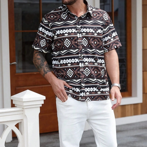 <span class=keywords><strong>Camicia</strong></span> da uomo con Aloha da uomo stampata a forma di Moq stile Hawaii a manica corta <span class=keywords><strong>camicia</strong></span> Casual in poliestere Spandex per le vacanze - Product Image 5
