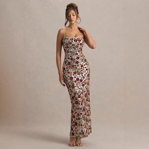 2026 Factory Elegant Lady Strapless Dress Floral Long Gown <strong>Sexy</strong> Backless Women <strong>Party</strong> Back Split Maxi Sequin Evening Dresses - Product Image 1