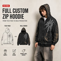Toptan Kapüşonlu Sweatshirt Fabrikası Kömür Rengi Örümcek Ağı Grafikli Ağır Polar Asit Yıkama Büyük Beden Erkek Fermuarlı Kapüşonlu Sweatshirt