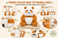 Peluche personnalisée OEM/ODM Panda Orange, design assis arrondi avec visage brodé pour collections de détail