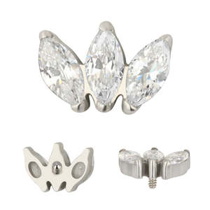 Bijoux de piercing corporel en titane ASTM F136, ensemble de 3 broches, <span class=keywords><strong>marquise</strong></span> CZ, filetage interne, labrets, accessoires de boucles d'oreilles - Product Image 5