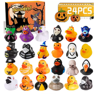 Boîte mystère de Noël transfrontalière en verre avec canard, jouet canard jaune pour enfants, poupée canard d'Halloween, calendrier de l'Avent 24 cases, coffret cadeau