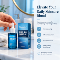 Sérum facial anti-âge et éclaircissant à marque privée avec peptides de cuivre bleu GHK-Cu stimulant le collagène et acide hyaluronique
